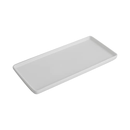 KITCHENLESTAR 10\" Bathroom Tray for Counter, Ceramic Vanity Trays for Bathroom, Small Rectangle Ceramic Trays, Kitchen Soap Tray, Ceramic Tray for Kitchen Counter, (White,10\", Set/1)