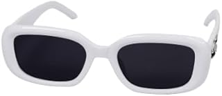 نظارة شمسية باطار مستطيل وعدسات سوداء، لون ابيض، موديل sg642