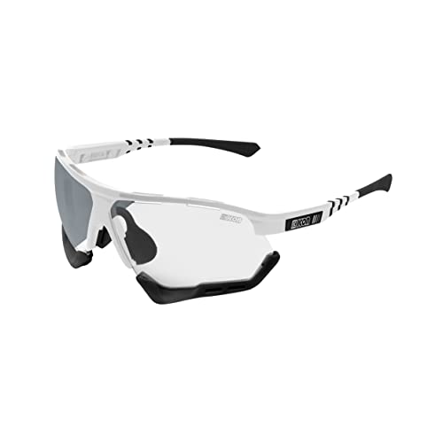 SCICON Sports Aerocomfort SCN-XT - Gafas de sol deportivas unisex (blanco congelado/rojo fotocromático)