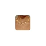 MBW Layered Herringbone Necklace for Women, Dainty 14K Gold Plated Snake Choker Necklaces Gold Herringbone Paperclip Chain CZ Pendant Simple Cubic Zirconia Necklace Jewelry Set for Women