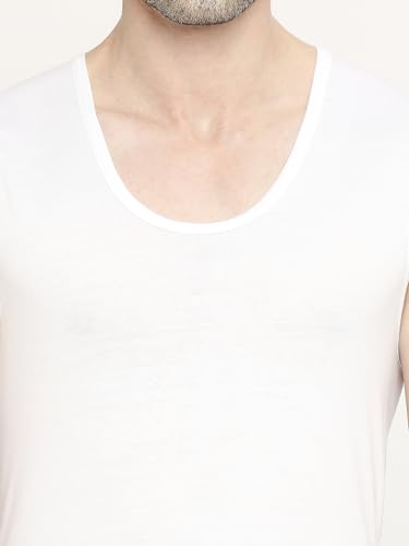 Image of VIP FAB 100% Cotton Round Neck Sleeveless Broad Shoulder Vest Combo Set for Mens, White