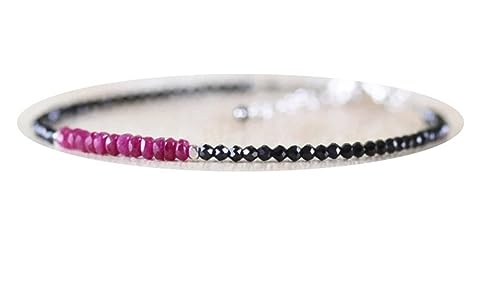 Bracelet en rubis et spinelle noire LKBEADS argent 925