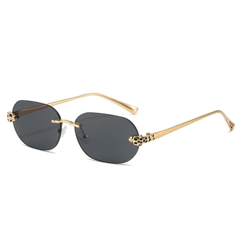 Rimless Sunglasses for Men and Women Small Irregular Lenses Metal Frameless Lens Sun Glasses UV400