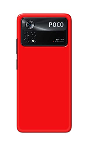 Image of Printed Hard Back Cover Case for Mi Poco X4 Pro 5G Back Cover (Plain Red) -1803