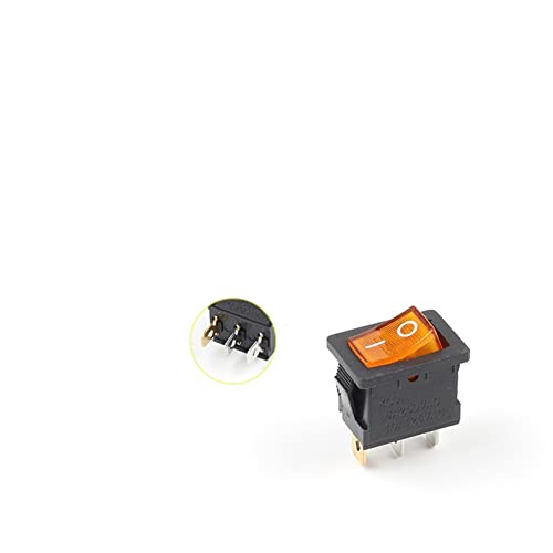 Rocker Switch 5 PCS/Lot KCD1 21X15mm 3Pin Boat Car Rocker Switch 6A/250VAC 10A/125VAC Red Yellow Green Blue Power Button Switch with Light(with Yellow Light)