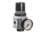 Parker Hannifin P32RB93BNGP Series P32RB Compact Regulator with Round Gauge, Relieving Relief, Non-Rising Knob, 8 bar/125 psig/0.8 Mpa Range, Plastic Panel Mount Nut, 3/8