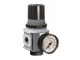 Parker Hannifin P32RB93BNGP Series P32RB Compact Regulator with Round Gauge, Relieving Relief, Non-Rising Knob, 8 bar/125 psig/0.8 Mpa Range, Plastic Panel Mount Nut, 3/8
