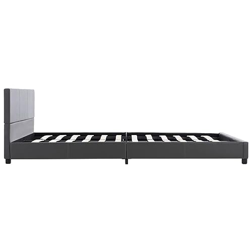 vidaXL Polsterbett mit Rückenlehne Bett Kunstlederbett Doppelbett Bettgestell Lattenrost Bettrahmen Schlafzimmerbett Grau 120x200cm