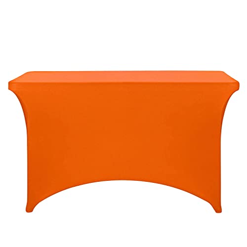 Image of FORLIFE 2Pack Spandex Table Covers,Fitted Tablecloth for Rectangular Tables, Stretch Patio Table Covers, Universal Spandex Table Cover for Wedding, Banquet, Party (4ft, Orange)