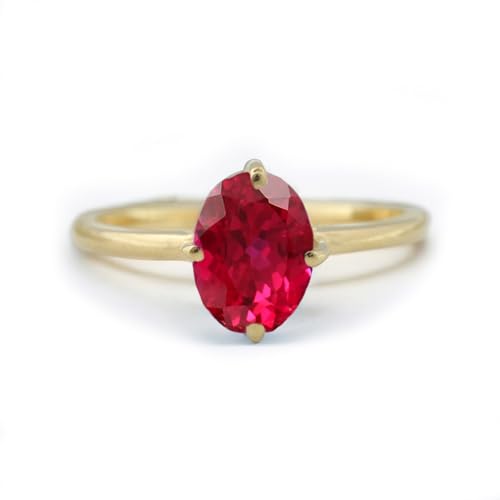 Oval Ruby Ring, July Birthstone Ring, Red Gemstone Ring, Birthday Gift for Her Women Solitaire Jewelry Customized Promise Ring