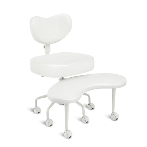 Image of Pipersong Meditation Chair PRO VENTI, Cross Legged Chair with Wheels, ADHD Chair, Criss Cross Desk Chair with Height Adjustable Backrest and Adjustable Stool, Flexible Design for Fidgety Sitters,Ivory