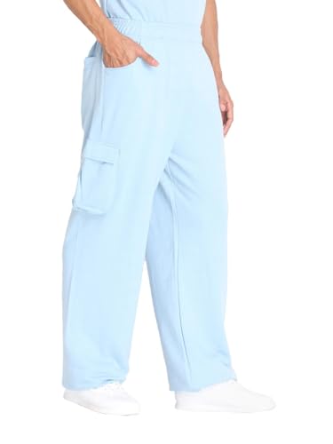 Image of CHKOKKO Men's Baggy Track Pants for Gym Workout Running Casual Wear Sports Lower with Pockets Adjustable Drawstring Waist Lightweight Quick Dry Activewear Fitness