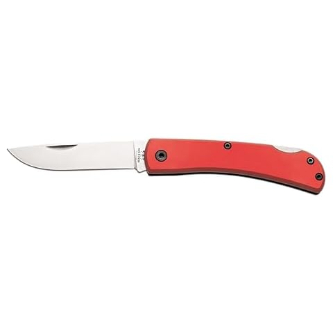 Bear & Son Small Locking Farmhand Folding Knife, 2 3/4” 440 Stainless Steel Blade, Lightweight Red Aluminum Handle, Taper Ground Drop Point Blade (137LRD) Cover