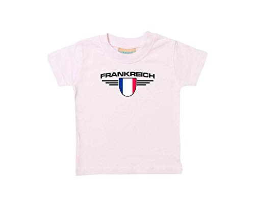 T-shirt France bébé personnalisé avec nom et numéro rose 0-6 mois