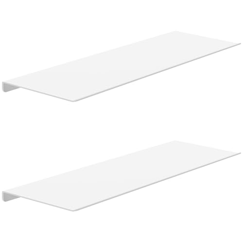MKO 16" Floating Shelves for Wall, Metal Wall Mounted Shelf for Bathroom, Bedroom, Living Room, Kitchen, Hanging Shelves for Books/Storage/Room Decor 2 Packs, White