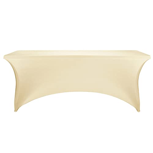 Image of FORLIFE Spandex Table Covers,Fitted Tablecloth for Rectangular Tables, Stretch Patio Table Covers, Universal Spandex Table Cover for Wedding, Banquet, Party (6ft, Champagne)