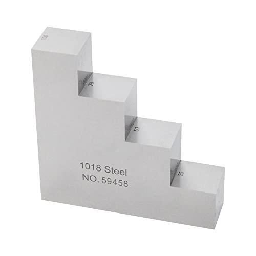 Bloques de calibración con escalones Tipsy Step para medidores ultrasónicos de espesor NDT, Acero 1018, Escala doble de 4 pasos: 25 mm, 50 mm, 75 mm, 100 mm y 1.0", 2.0", 3.0", 4.0" miniatura 1