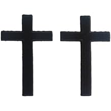 2 pcs Christian Cross Patch - 4 Inch Black Jesus Cross, Fully Embroidered Iron On/Sew On