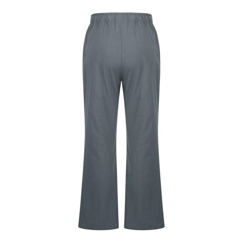 Linen Pants Women Summer Cotton Linen Pants Wide Leg Casual Palazzo Pants Cotton Linen Lounge Beach Pants with Pockets4