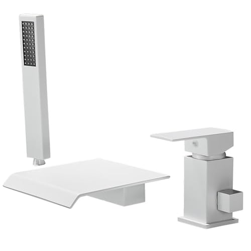 Robinet de baignoire cascade 3 trous douchette tire-baignoire encastré