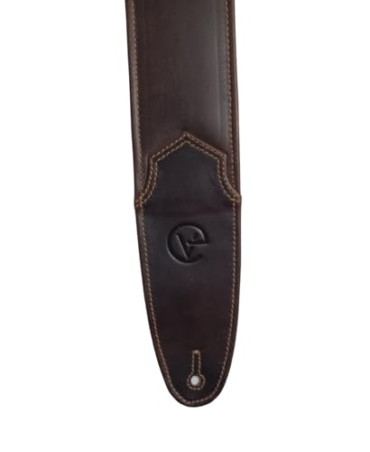 Image of Leather Guitar Strap for BASS,ELECTRIC,ACOUSTIC,HEAVY GUITARS, 3 inch inches wide With Mesh Fabric Wrapped Foam soft Padded. Adjustable From 42 To 56 inches. (VEG-0012)