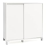 Wohnling Schuhschrank WL5.712 Holz Weiß 100x108x37,5 cm Ablage Hoch, Design Schuhständer Groß 20 Paar Schuhe Schuhregal Flur, Schuh Aufbewahrung Platzsparend, Schuhablage Dielenmöbel Modern XXL