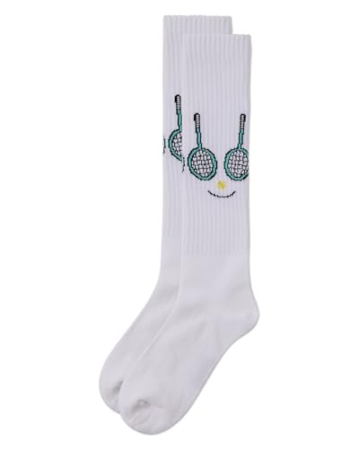 MeMoi Girls Ribbed Stretch Cotton Tennis Smiley Face Knee Sock3