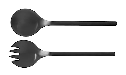 WENKO Salatbesteck Mod. Nagy, 2-teiliges Set, Salatgabel und Servierlöffel aus Edelstahl mit mattem Finish, extra große Aufnahmefläche, Black...