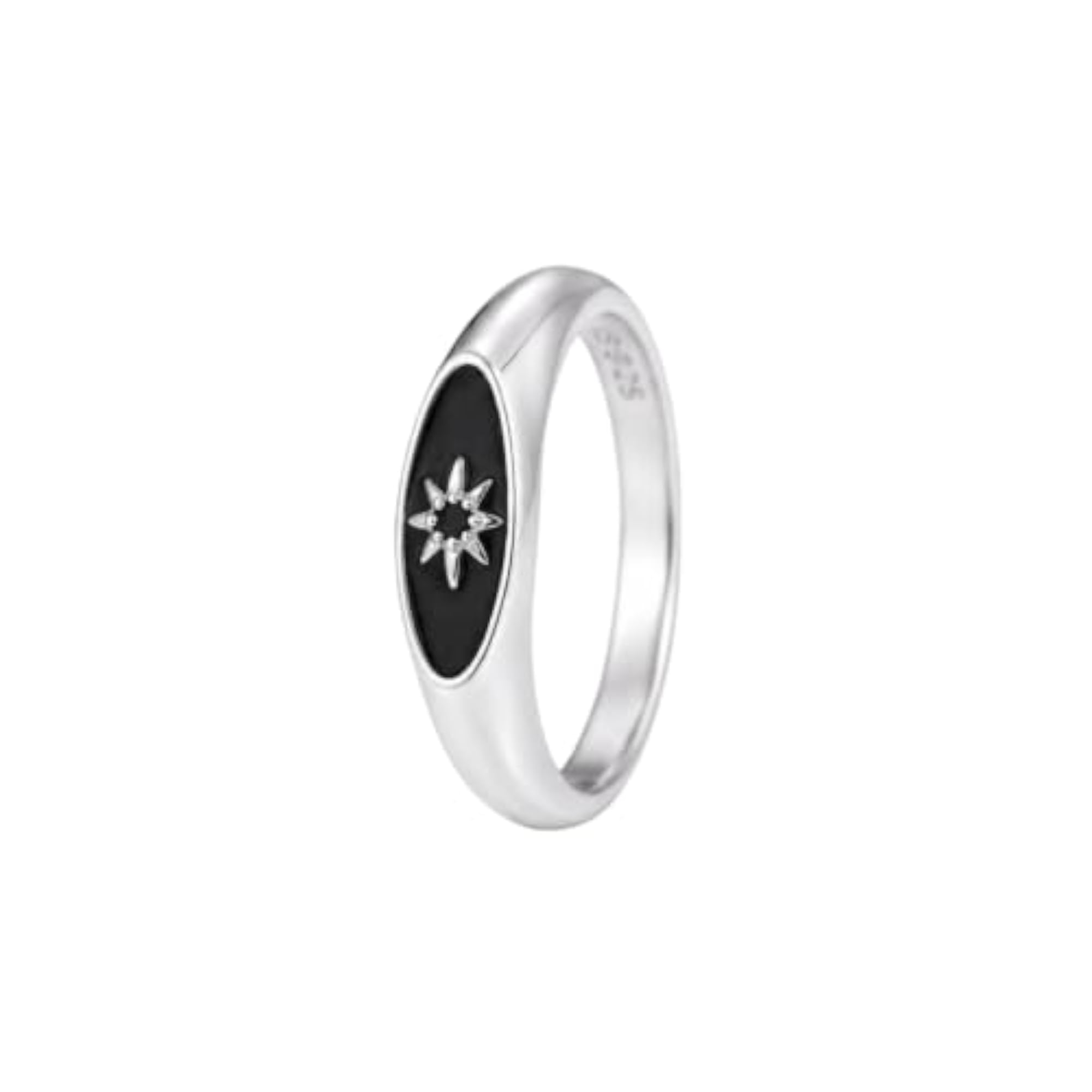 Women's Celestial Oval Signet Silver Ring, Gift for Her