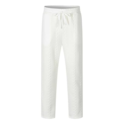 Men's Knitted Textured Sweatpants Straight Leg Lightweight Drawstring Pants Casual Relaxed Fit Trendy Comfy Trousers3