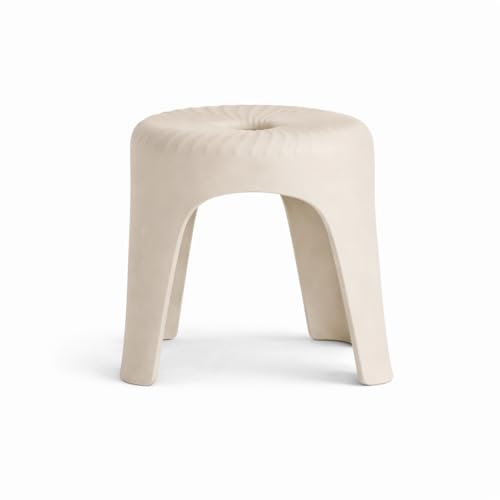 Image of Modern Plastic Stool for Home & Bathroom | Strong & Durable Multipurpose Stool for Sitting, Footrest & Kitchen Use | Elegant Cream Color