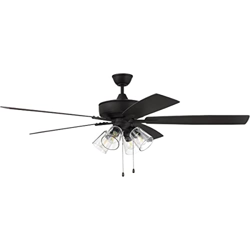 Craftmade P104SB5-52BWNFB Pro Plus 52" Ceiling Fan with LED Lights & Pull Chain, 5 Reversible Black Walnut/Flat Black MDF Blades, Satin Brass thumbnail 5