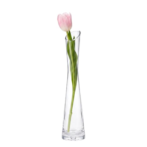 Image of 20cm Glass Flower Vase Clear Decorative Bud Vase Single Stem Vases for Home Wedding Christmas Decor