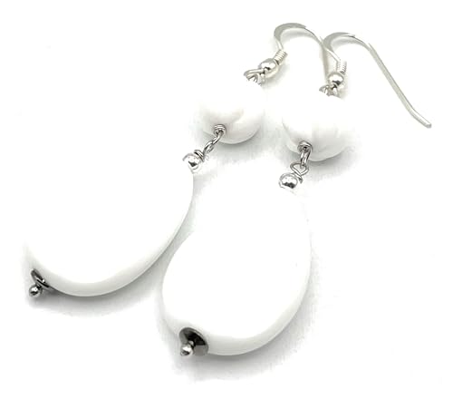 Boucles d'oreilles argent 925 et agate blanche : fini les allergies aux bijoux