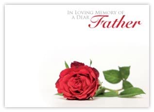 celloexpress In Loving Memory Father (Red Rose) Flower Message Cards - 90mm x 125mm - Bereavement Florist Card Sympathy Condolences Notes (Pack of 12)