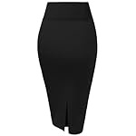 Hybrid & Company Women's Premium Nylon Ponte Stretch High Waist Pencil Suit Skirt Below Knee - Image 3