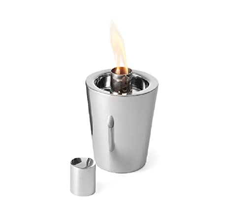 Philippi - TARCIA Tischfackel - Kleines Tischfeuer für Balkon oder Terasse - Edelstahl poliert - Silber