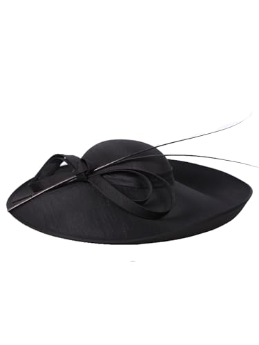 Sombrero Fedora con Ala Ancha para Mujer Negro miniatura 5