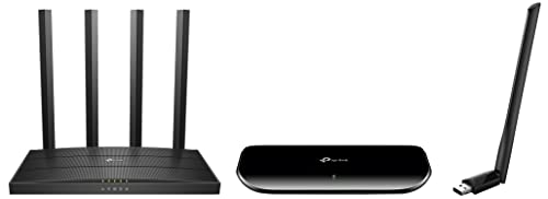 Image of TP-Link AC1200 Archer A6 Smart WiFi, 5GHz Gigabit Dual Band MU-MIMO Wireless Internet Router & AC600 600 Mbps WiFi Wireless Network USB Adapter & 8 Port Gigabit Ethernet Network Switch Hub
