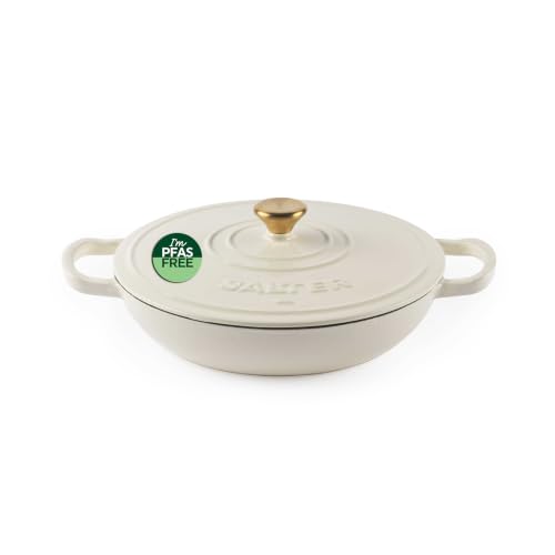 Salter Chester Cazuela de hierro fundido 30 cm, 2,8 l, crema