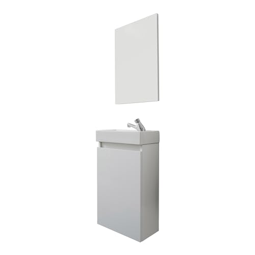 trendteam smart living - Champ - Juego de Muebles de baño Compacto (WBU + Lavabo + Espejo) - Blanco - 40 x 60 x 21/39 x 60 x 2 cm - Resistente a los arañazos