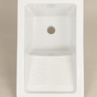 Aquore | Pila Lavadero BINGO | Fabricada en Porcelana Blanco Brillo | Medidas 40.5 x 36x 64 cm | Medidas de la base 29×29 cm | Ideal para instalación en la zona del lavadero de la casa