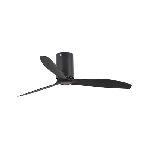 FARO BARCELONA 32043 - Mini Tube Fan Ventilador de Techo 3 Palas Color Negro Mate/Negro con Motor DC