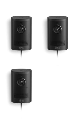 Image of Ring Outdoor Cam, Plug-In (newest model), Home or business security, Wide-Angle Retinal 2K Video, 6x Enhanced Zoom, Night Vision for true color in low light, 3-Pack, Black