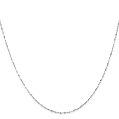 IceCarats 10K Solid White Gold 1mm Singapore Chain Necklace