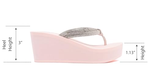 Image of Juicy Couture Women's Wedge Platform Flip Flops, Fashion Beach Sandals with Soft Footbed and Thong Style