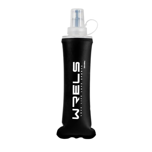 ソフトフラスク ハイドレーション ランニング ボトル 水筒 150ml/250ml/500ml 折りたたみ 防塵キャップ付き 軽量 トララン マラソン ハイキング 登山 (250ml, 黒色)