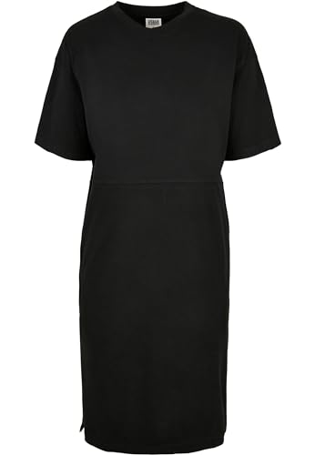 Ladies Organic Oversized Slit Tee Dress, Black, M