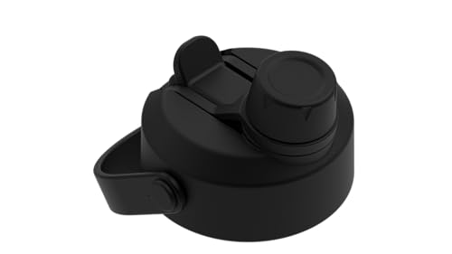 Manna Ranger Dual Lid Replacement - 2-in-1 Leak-Proof Lid with Flip-Up Straw and Chugger Spout - Includes Straw - Black