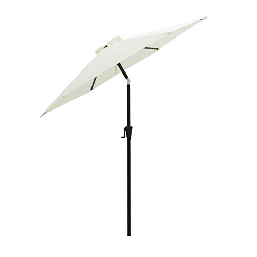 FLAME&SHADE Sombrilla Parasol de Jardin Terraza Exterior Ø270 cm con Manivela y Inclinación, 200 g/m2 Poliester Repelente al Agua, Crema Cover